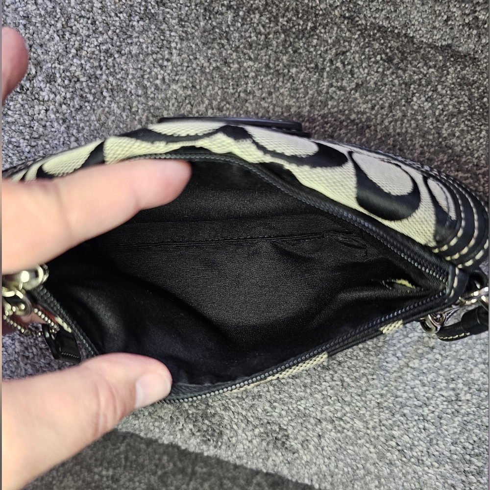 Coach Turn Lock Black and Gray Signature Wristlet - Picture 6 of 6